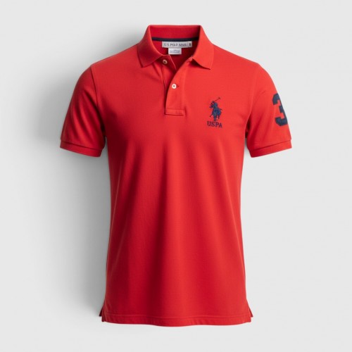 U.S. Polo Assn. Κόκκινη Ανδρική Μπλούζα Polo με Μεγάλο Κεντημένο Logo / Pre-Owned